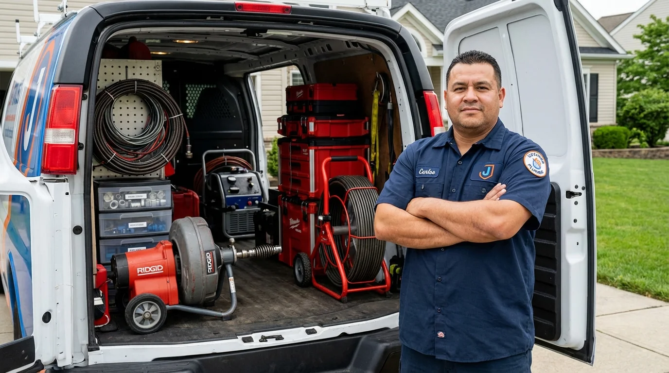 Professional drain cleaning equipment and Johns Plumbing LLC plumber in Prentiss