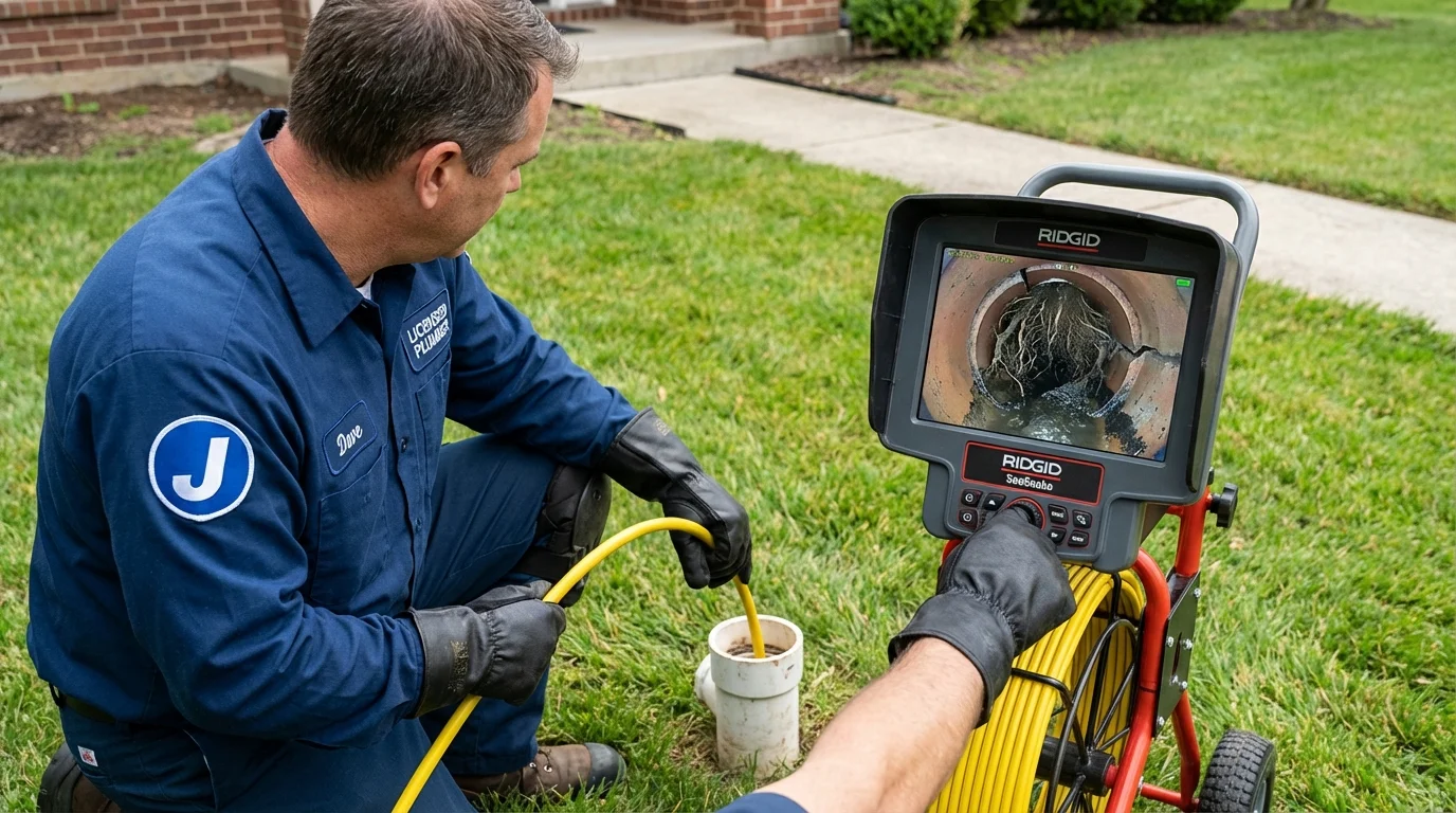 Sewer camera inspection being performed by Johns Plumbing LLC in Prentiss