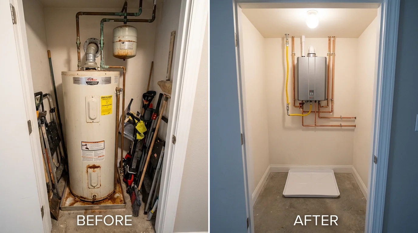Tank water heater versus wall-mounted tankless unit comparison for Prentiss, MS homeowners